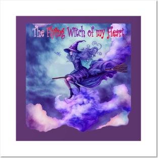 The flying witch of my heart Posters and Art